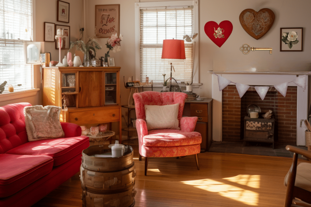 Vintage Valentine's Day Decor fireplace mantel ideas