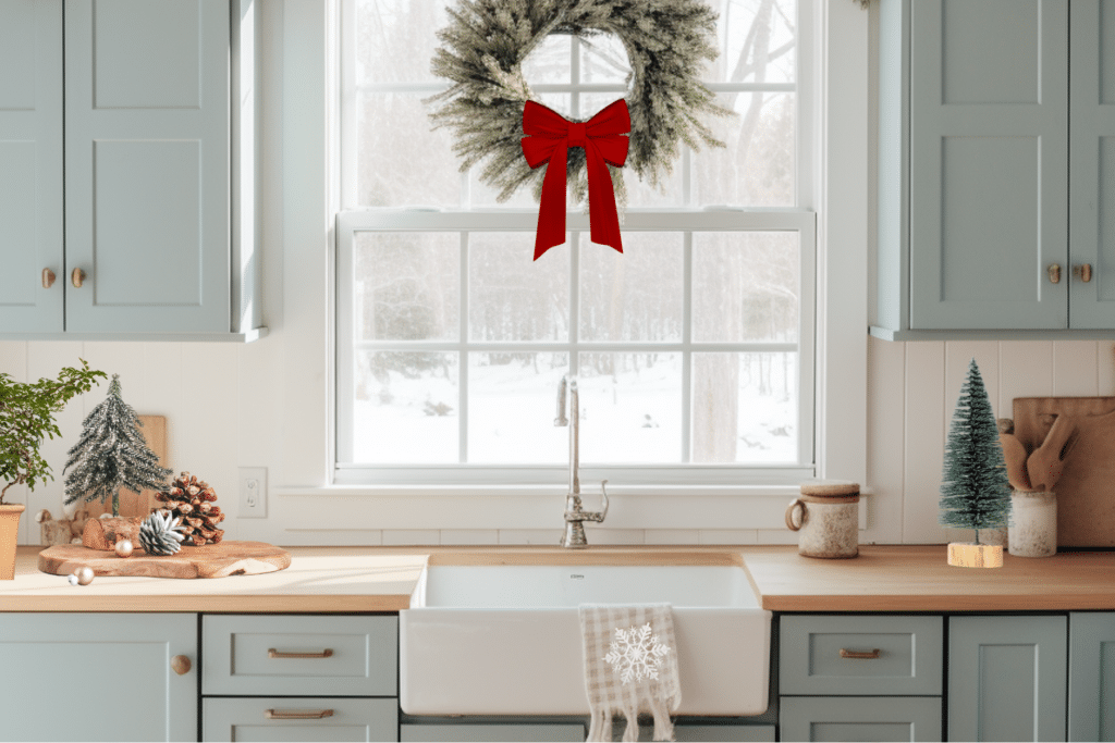Winter kitchen decor ideas wreath