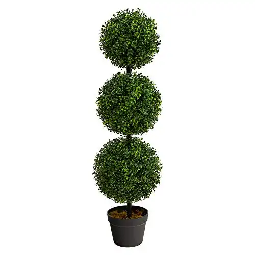 Nearly Natural 3ft. Boxwood Triple Ball Topiary Artificial Tree (Indoor/Outdoor)