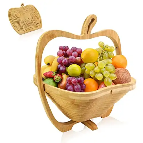 MYOSOTIS Foldable Fruit Basket Gift Snack Box Apple shape fruit bowl holder and Dried fruit basket For Halloween Holiday Party Christmas Decoration (Apple02)