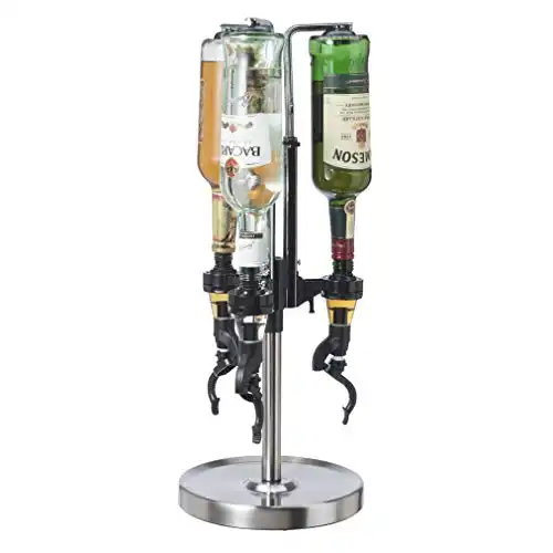 OGGI Professional 3-Bottle Revolving Liquor Dispenser, Stainless Steel