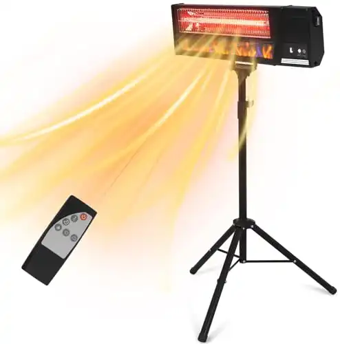 YUSING Outdoor Heaters for Patio, 2-in-1 Wall Mounted & Standing Infrared Heater with Remote Control, 1500W Electric Patio Heater, Waterproof & Overheat Protection(With Tripod)