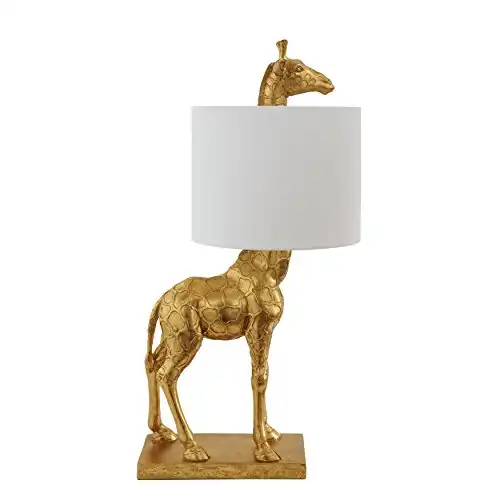 Creative Co-Op Gold Giraffe Lamp with Linen Shade