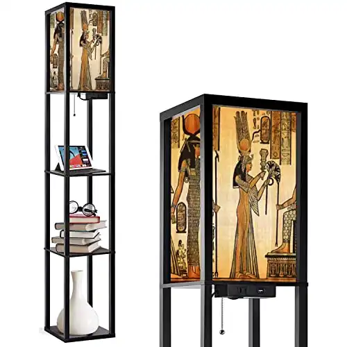 Ancient Egyptian Papyrus Stock Illustration Floor Lamp with Shelves