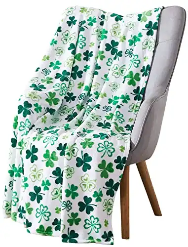 St. Patrick's Day Soft Throw Blanket: Greens of Ireland Clovers and Shamrocks Design (Shamrock Shenanigans)