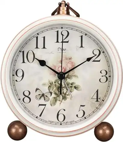 Maxspace Classic Vintage Clock - Elegant and Decorative Analog Clock,Silent Non-Ticking Clock with Distressed Metal Frame for Office, Living Room or Bedroom