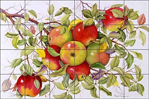 Apples by Marcia Matcham - Apple Fruit Ceramic Tile Mural 25.5" x 17" Kitchen Shower Backsplash