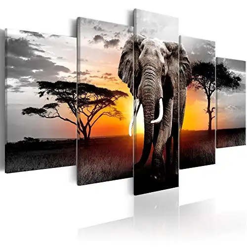 Wild Elephants Animals Landscape Painting Prints on Canvas