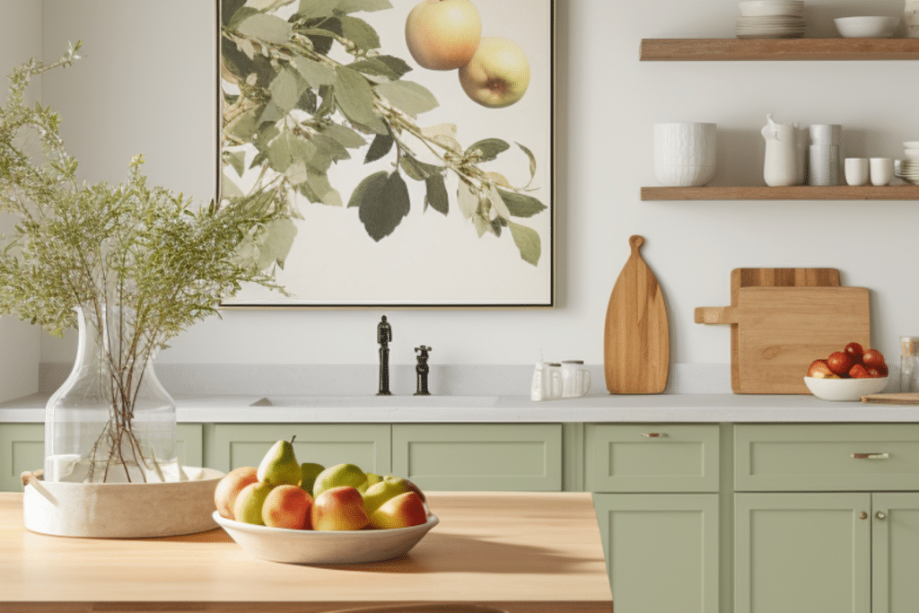 Apple kitchen decor ideas with storage baskets