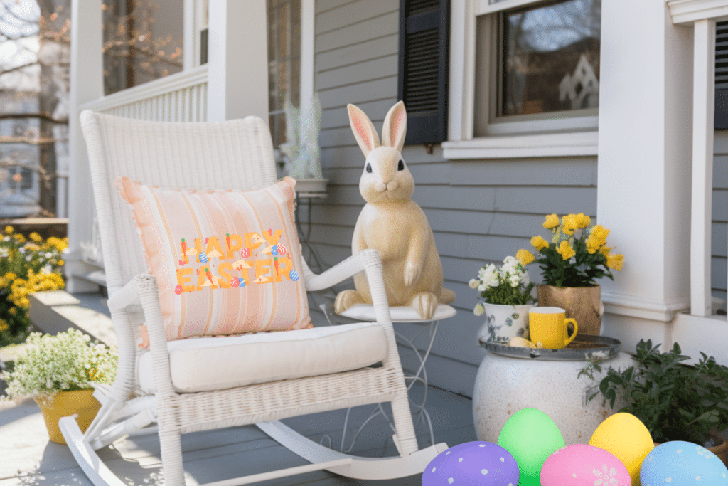 Easter Front Porch Decor Ideas ceramic bunny