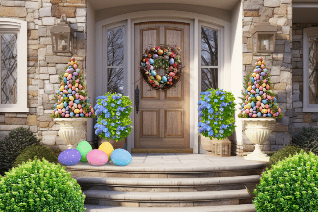 Easter Front Porch Decor Ideas egg topiary
