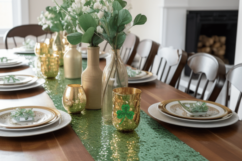 St. Patrick's Day Decor Ideas dining room table runner