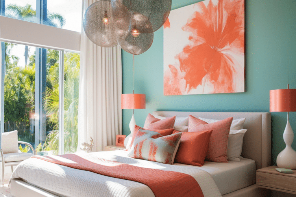 bedroom decor ideas for couples aqua and coral