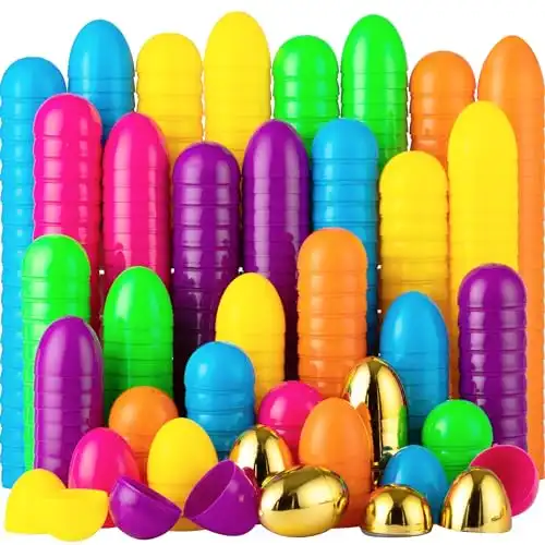 JOYIN 144 Pieces 2.3" Easter Eggs + 6 Golden Eggs for Filling Specific Treats, Easter Theme Party Favor, Easter Hunt, Basket Stuffers Filler, Classroom Prize Supplies Toy