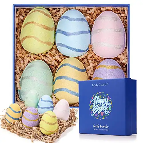 Easter Bath Bombs for Kids - Body & Earth 6 PCS Bath Bomb Christmas Gifts Set for Wmoen, Birthday Scented Bath Bombs with Coconut, Ocean, Lavender, Vanilla and Cherry Blossom Scents, Easter Gifts
