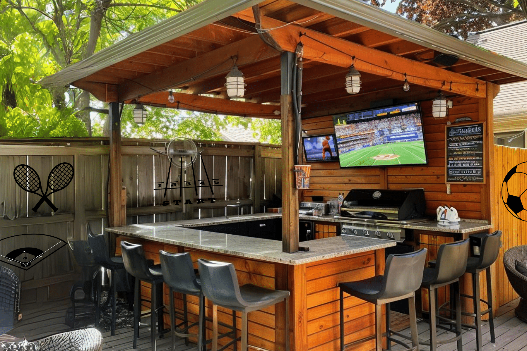 11 Ultimate Outdoor Backyard Sports Bar Ideas for Your Home - Basic ...