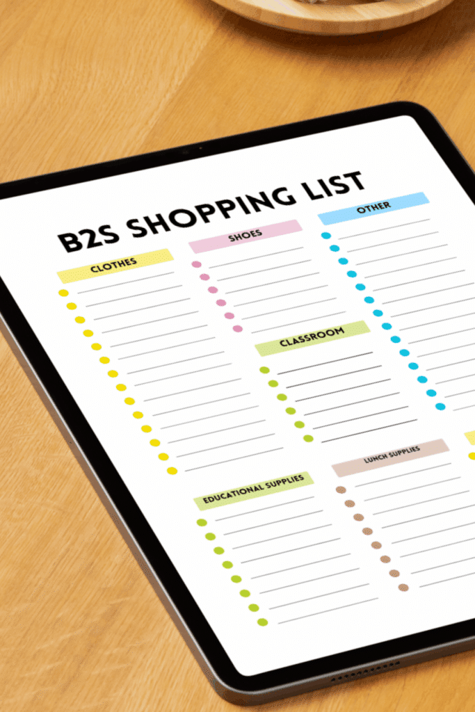 back to school shopping list