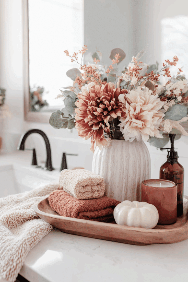 fall bathroom decor sink