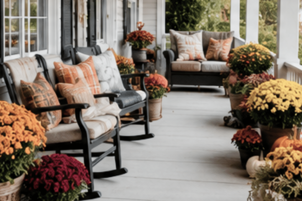 Arrange a larger porch in simple zones