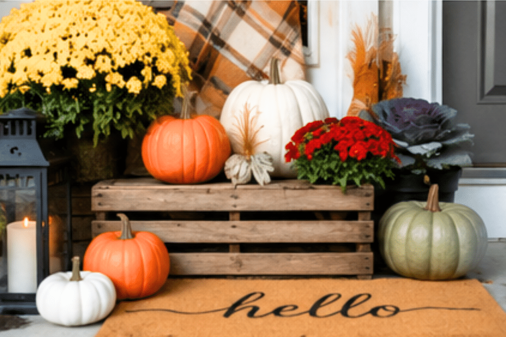 Use layers to make small decor look more fall front porch special