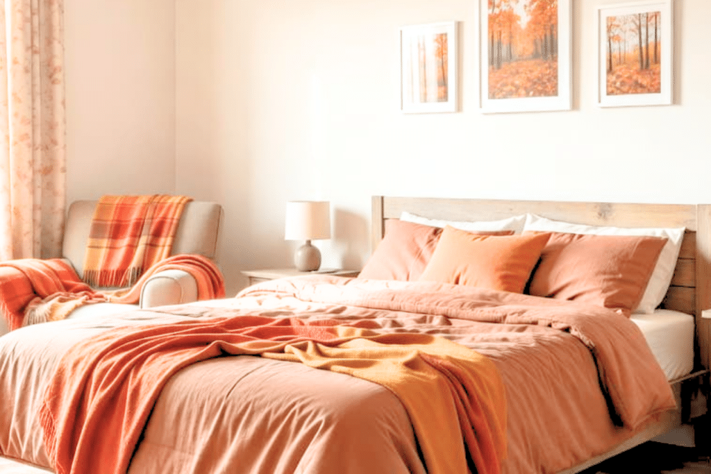 Fall Bedroom Decor with a cozy reading nook