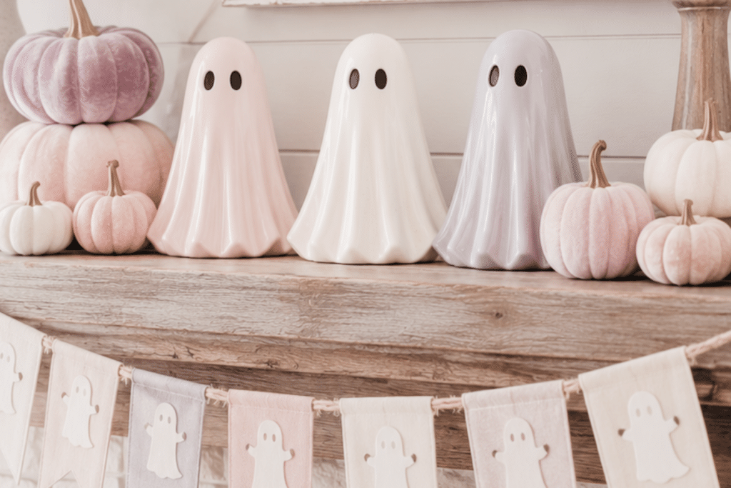 Pastel Halloween Decor for the Mantle